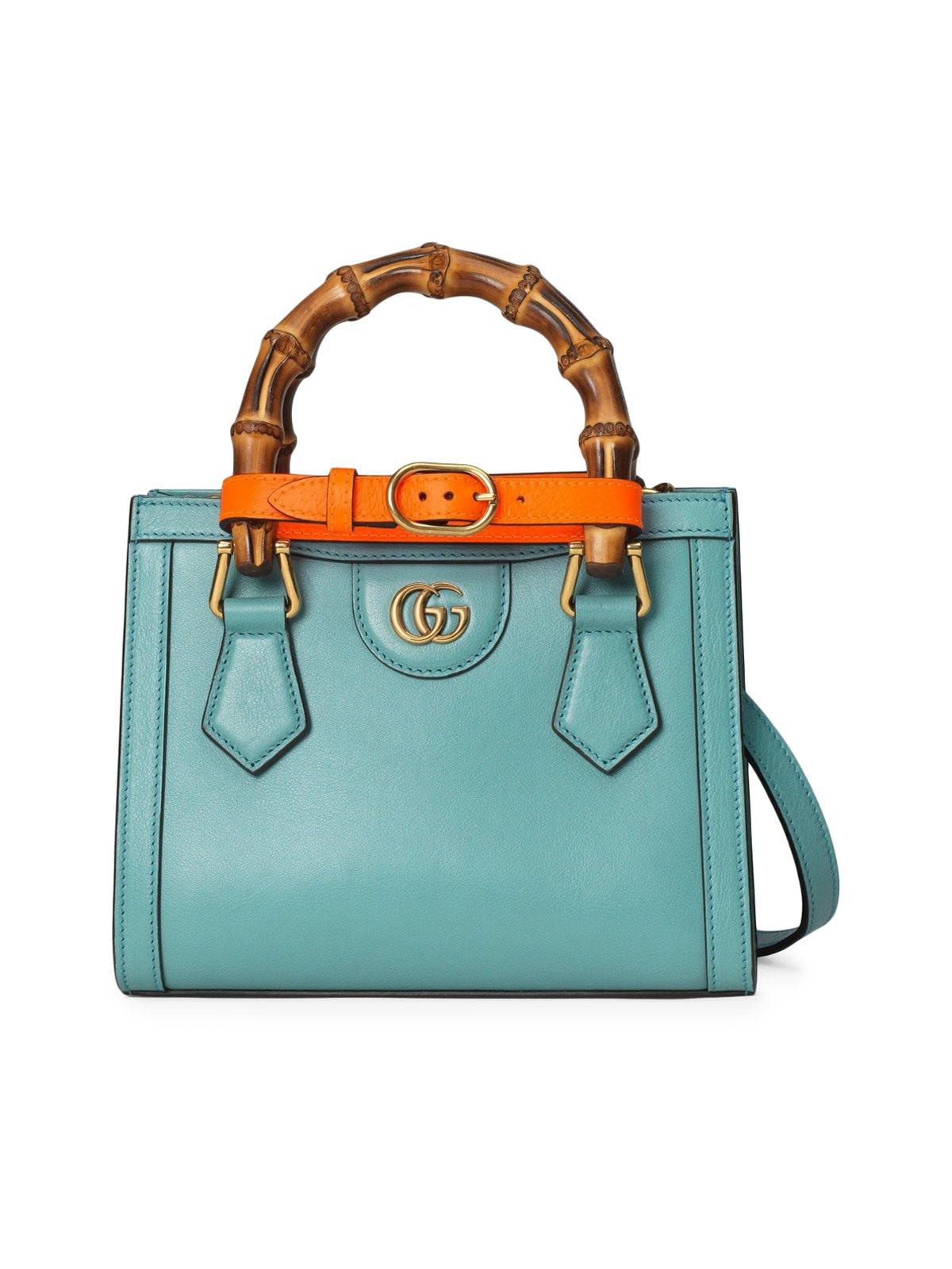GUCCIグッチ ダイアナ 水色ラフィア ミニ トートバッグ グッチ / GUCCI ミニ トートバッグ ダイアナ ライトブルー