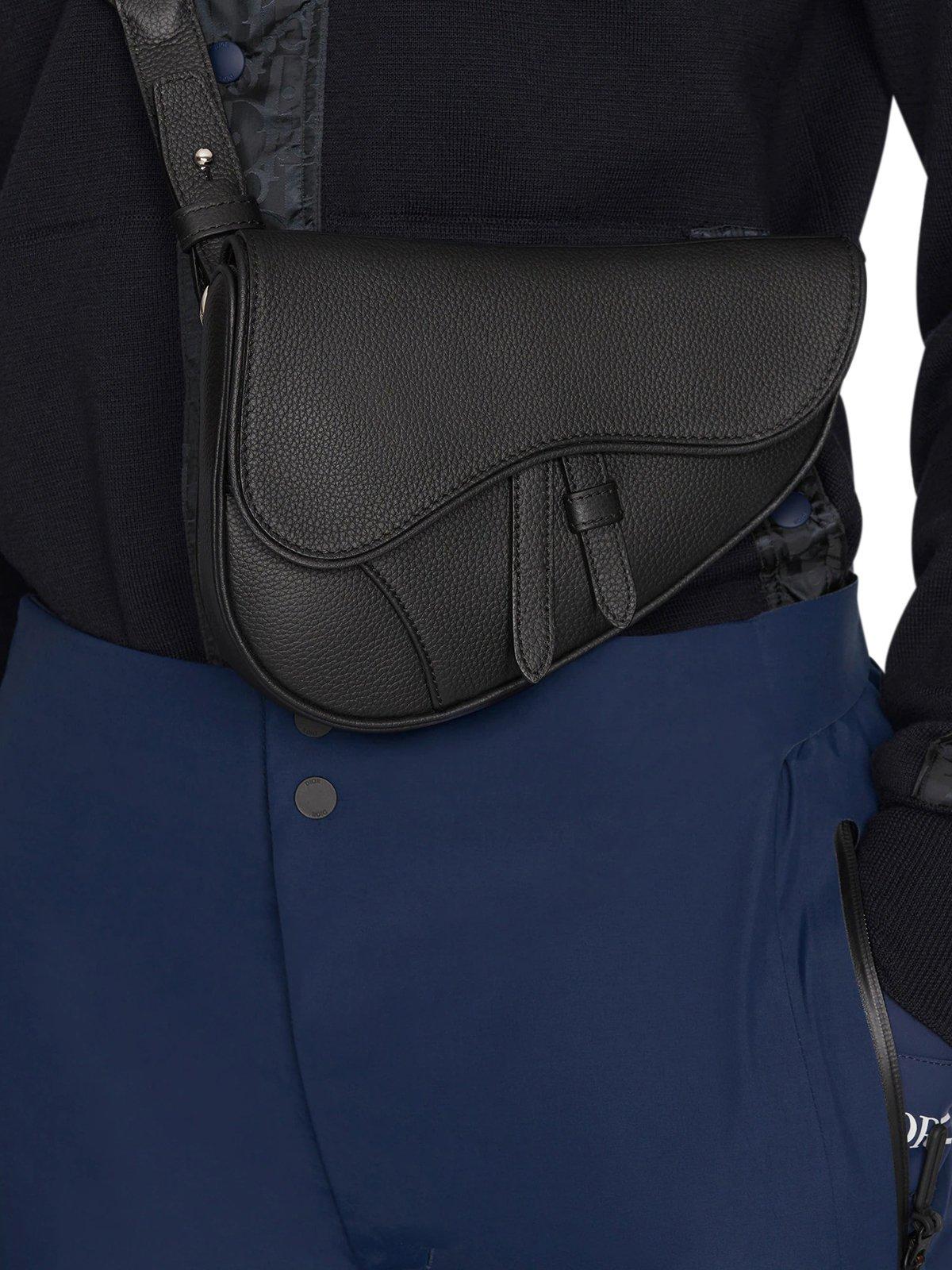Dior Leather Mini Saddle Bag in Black for Men | Lyst