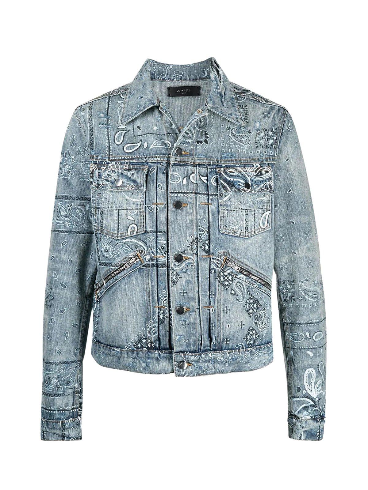 GIUBBINO IN DENIM CON STAMPA BANDANA da Uomo di Amiri in Blu | Lyst