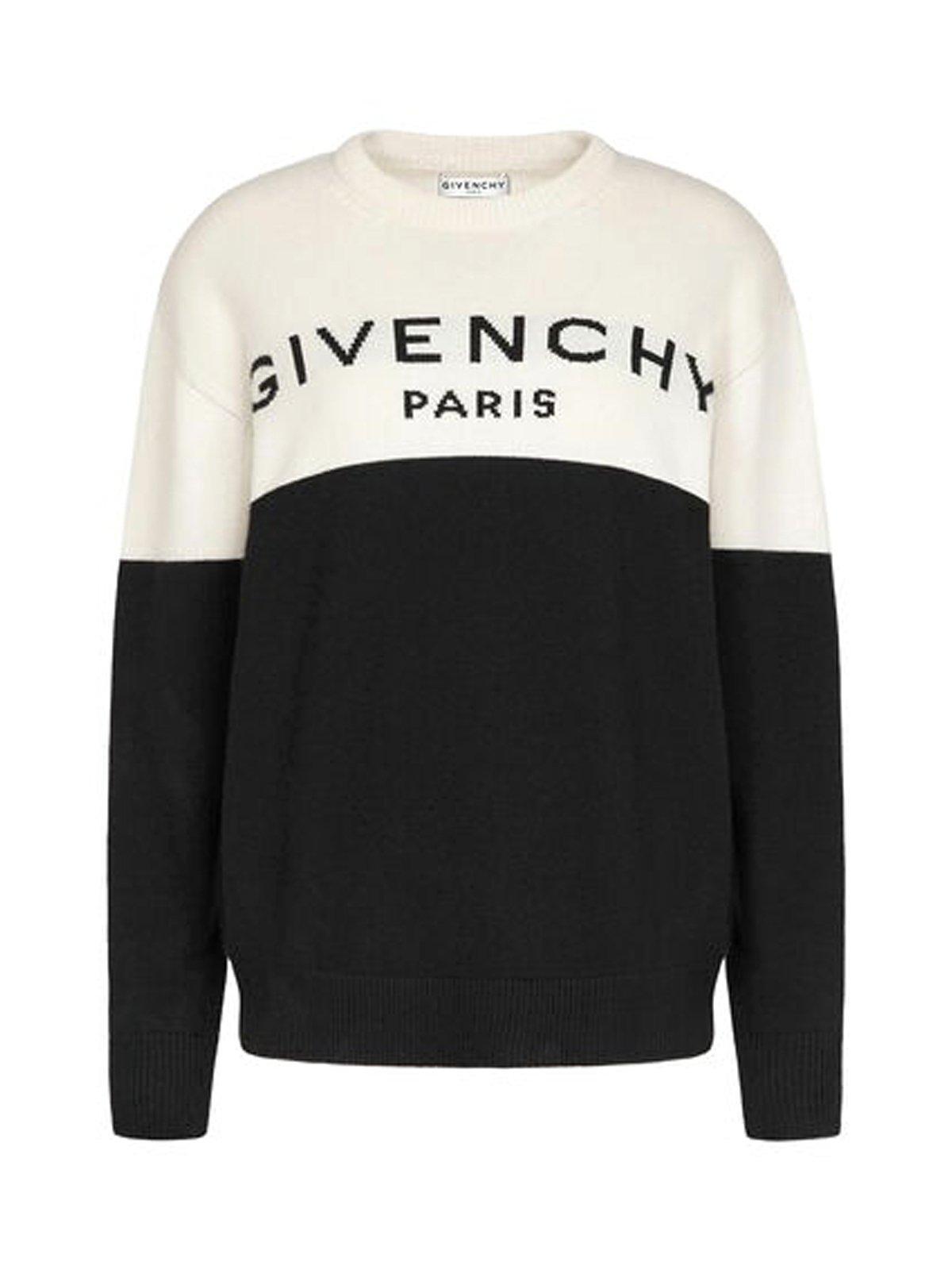 Givenchy Two-tone Intarsia Cashmere Sweater in Black | Lyst