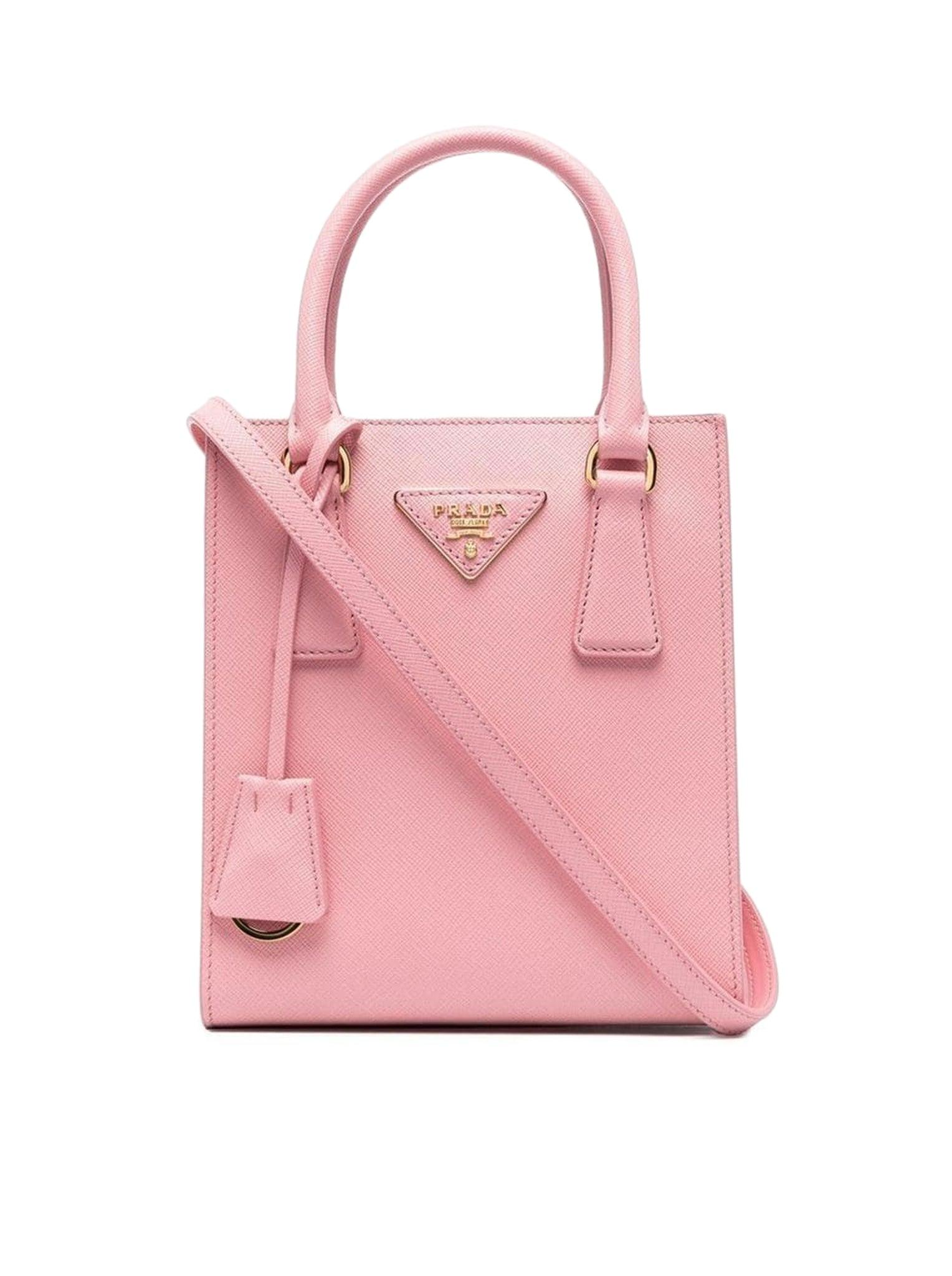 PRADA Lux Large Saffiano Leather Tote Shoulder Bag Light Pink