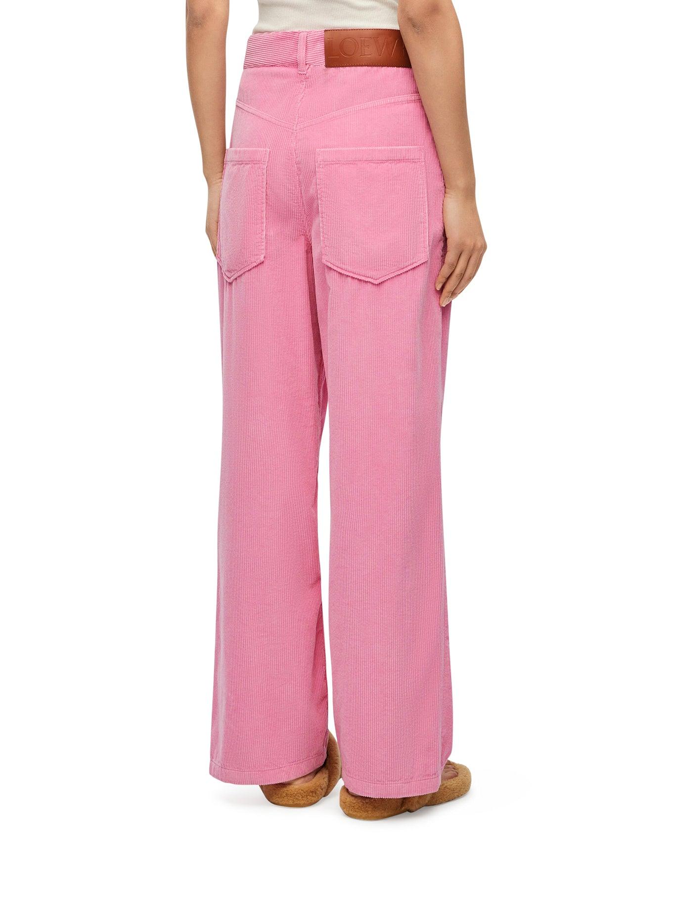 Knot logo-patch corduroy trousers - Pink