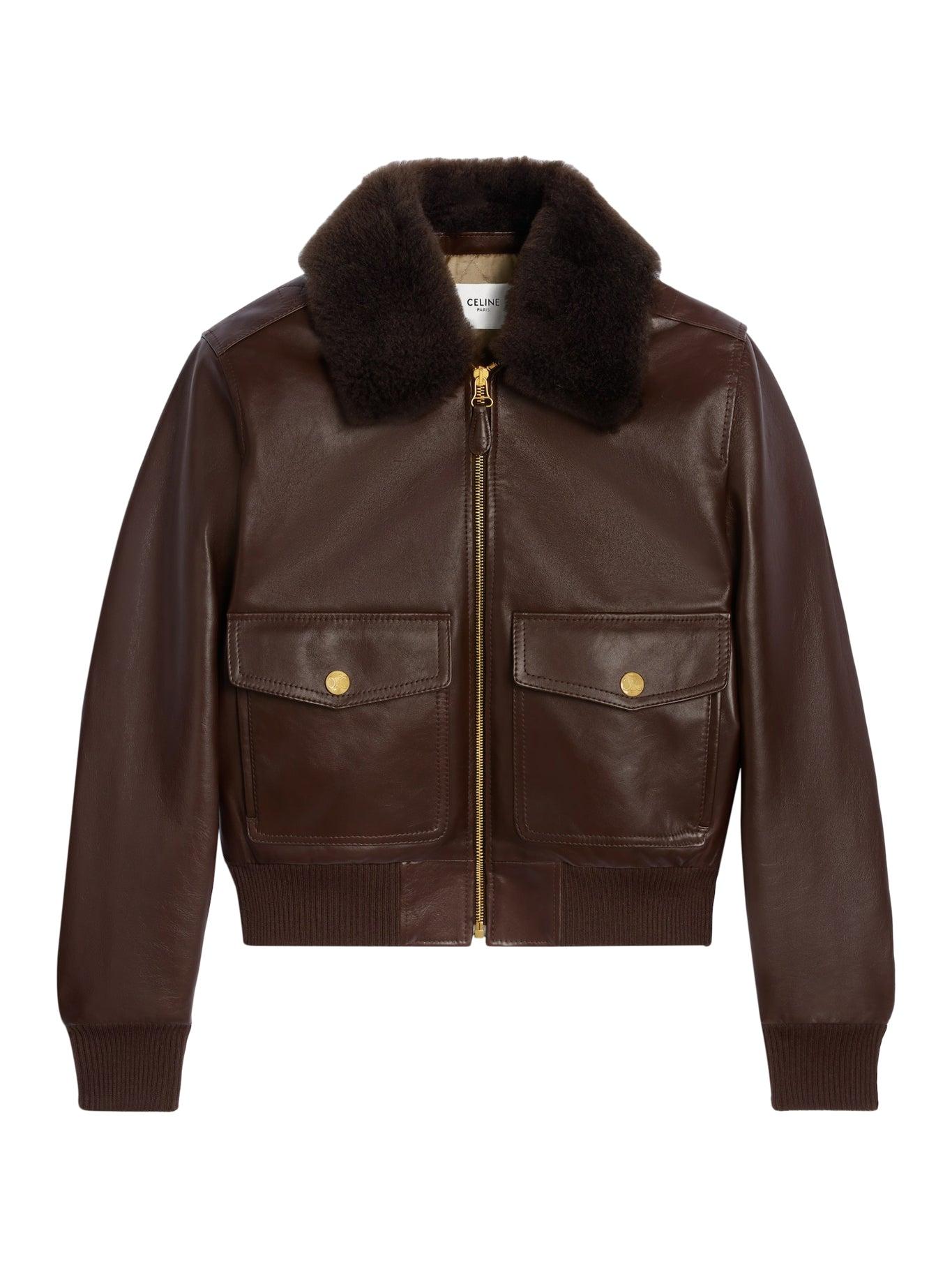 Celine Shearling Jacket Celine Aviator Jacket Shearling-Lined