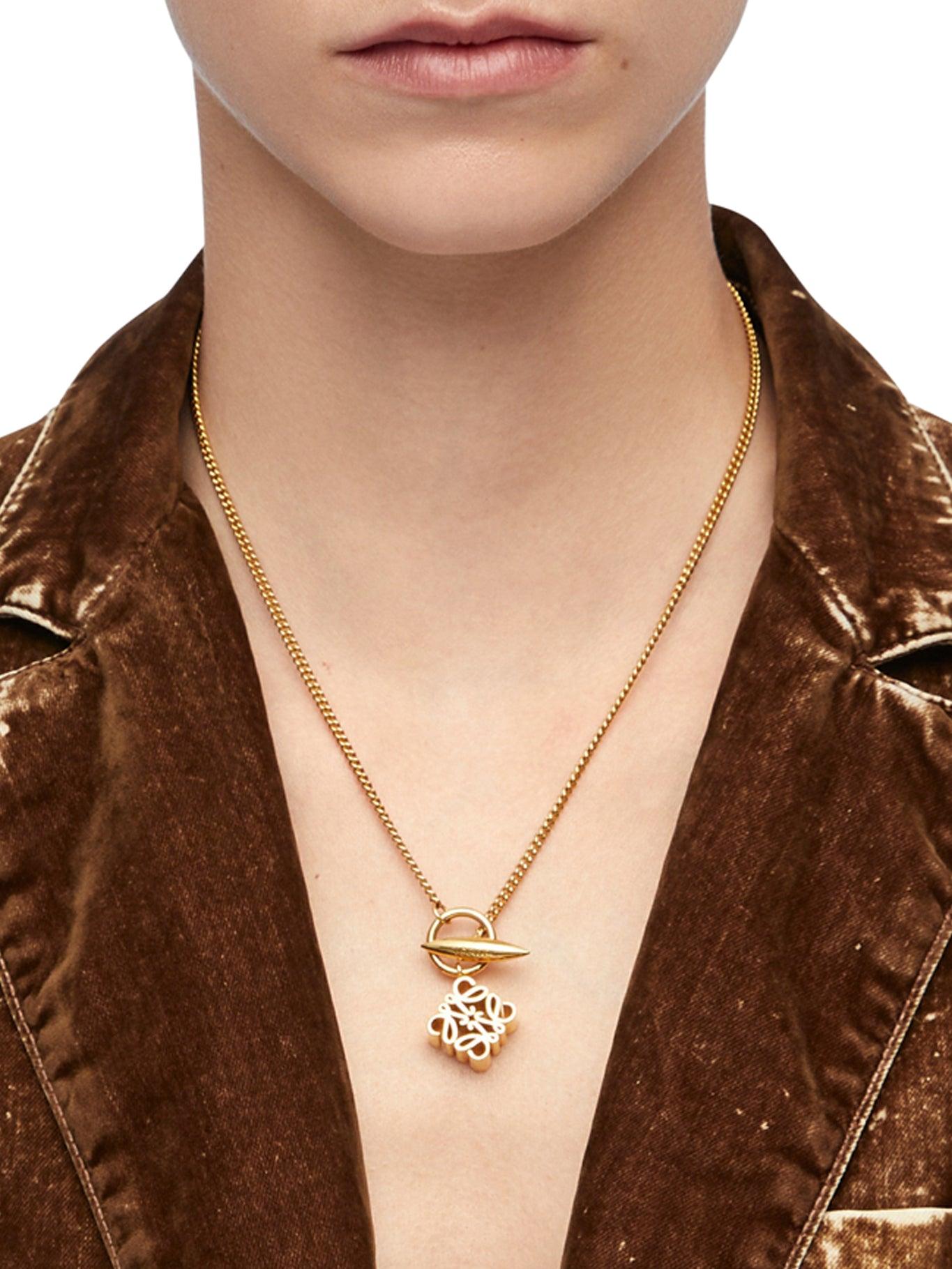 Loewe Anagram Pendant Necklace In Sterling Silver in White