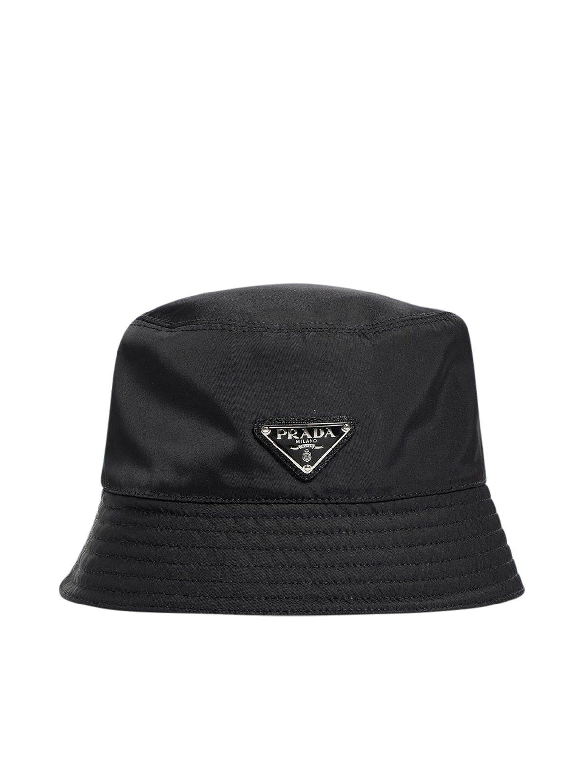 Prada Cotton Bucket Hat in Black for Men | Lyst
