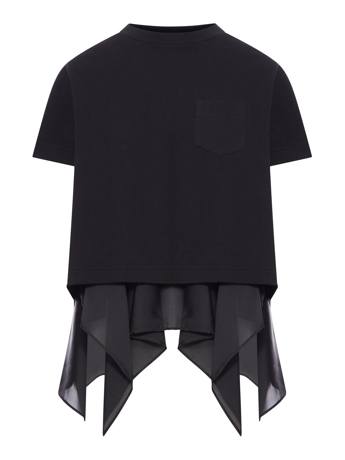 sacai - Sacai サカイ　jersey and satin T-shirt Sacai Cotton Jersey And Satin T-shirt in Black | Lyst