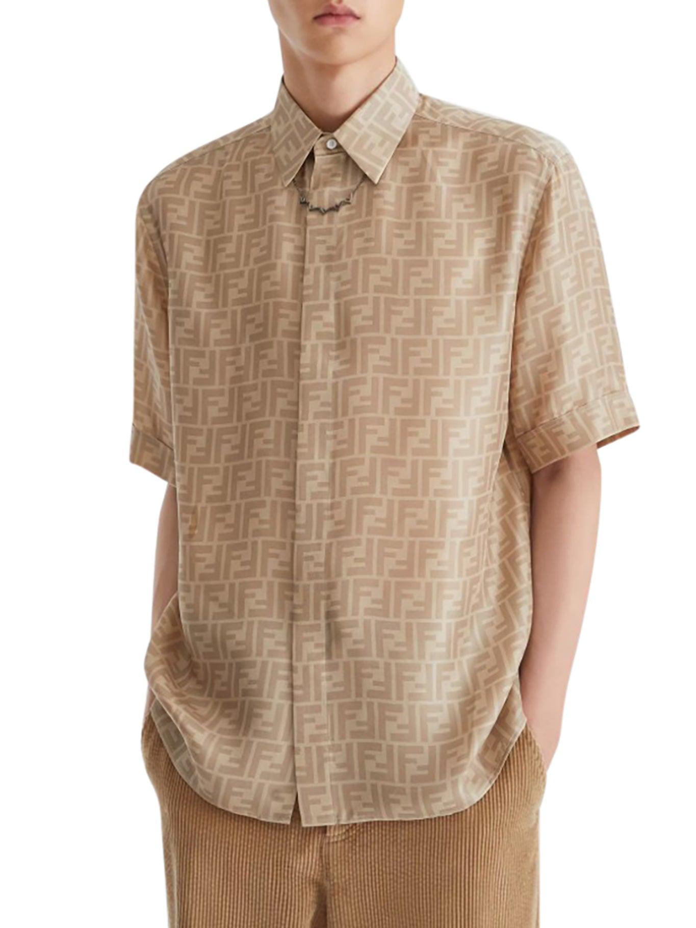 Fendi Ff Silk Shirt in Natural for Men | Lyst UK
