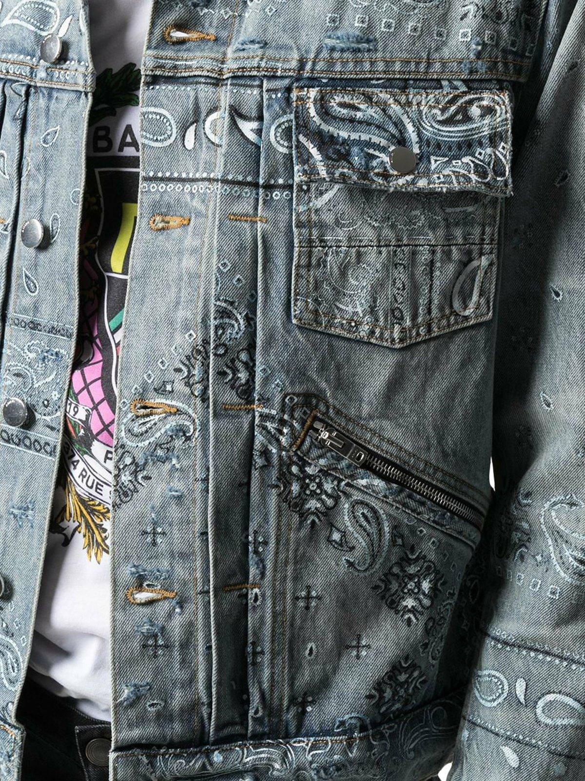 Amiri Paisley Print Denim Jacket in Blue for Men | Lyst