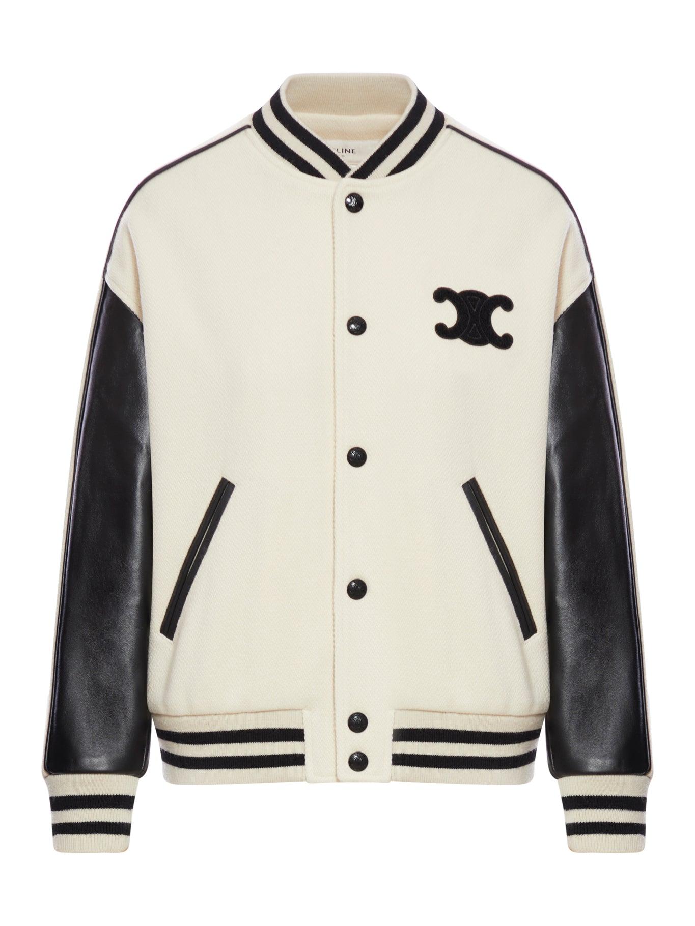 Celine Triomphe Two-Material Teddy Jacket in Natural | Lyst UK