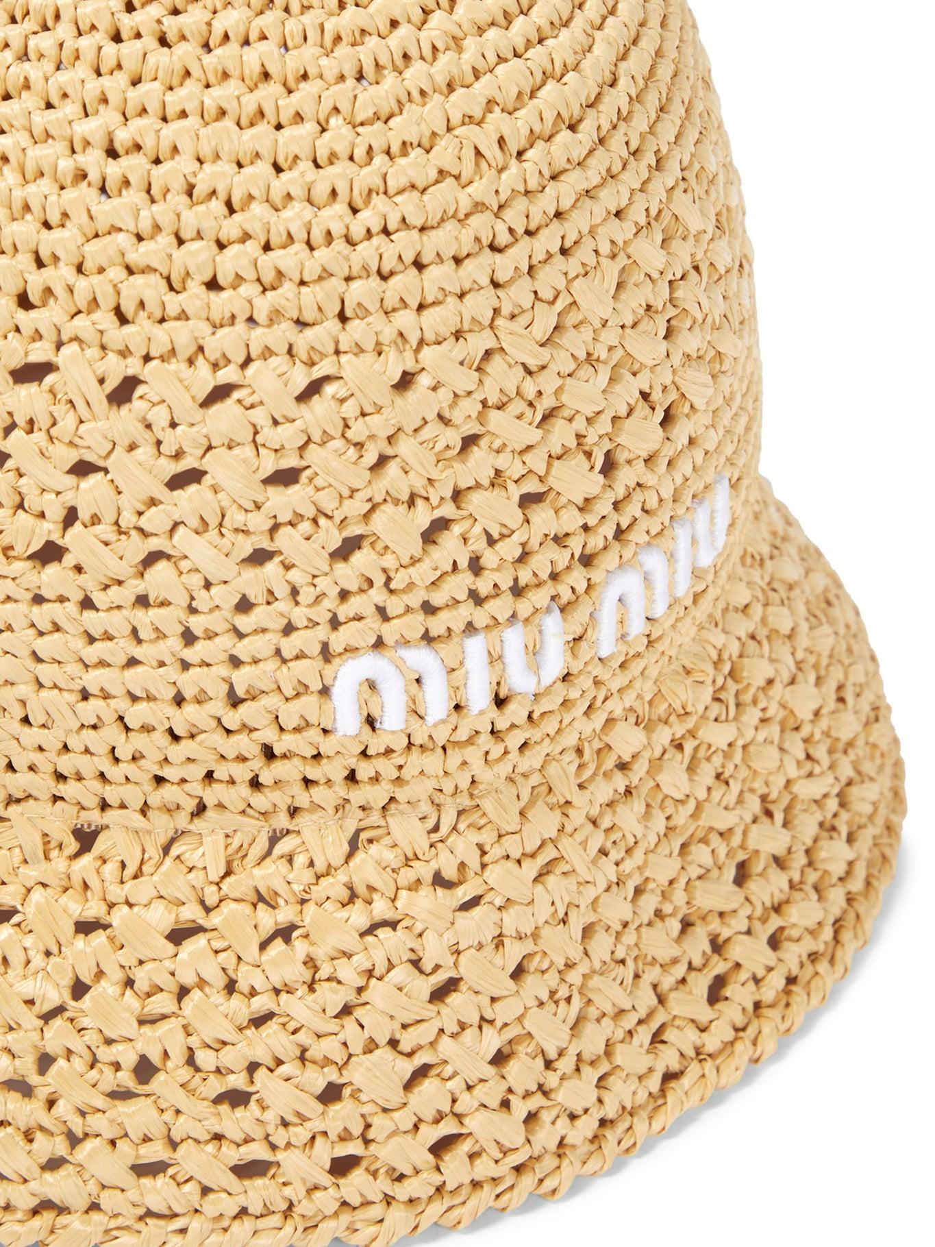 夏にぴったりでロゴがアクセントの≪Miu Miu≫Woven fabric hat Miu Miu Woven fabric hat for Women - Brown in Kuwait | Level