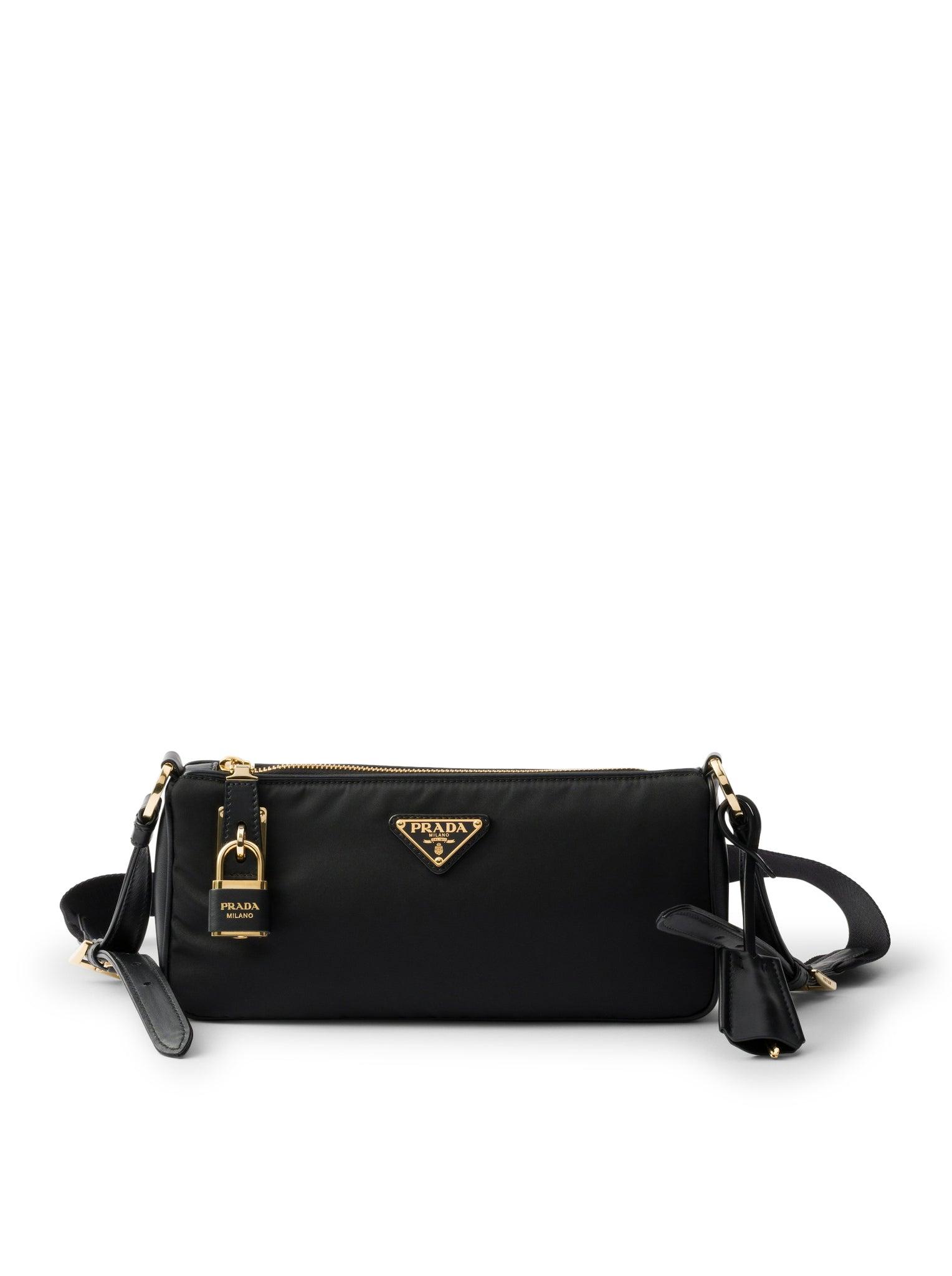 ショルダーバッグ・ポシェット PRADA SMALL RE-NYLON AND LEATHER SHOULDER BAG WITH PADLOCK Prada Small Re-nylon And Leather Shoulder Bag With Padlock