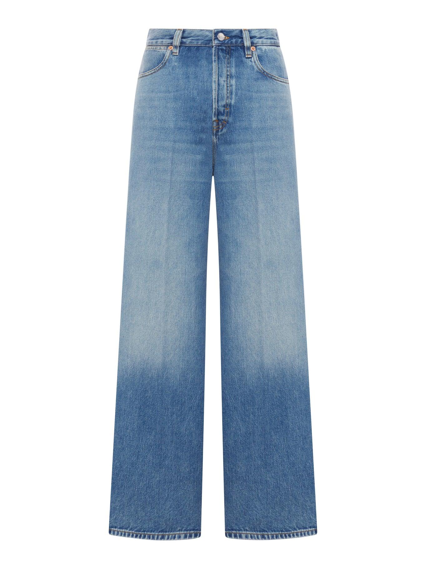 デニム・ジーパン GUCCI TWO-TONE WIDE-LEG JEANS WITH STONE-WASHED TREATMENT GUCCI Paneled boyfriend jeans | NET-A-PORTER