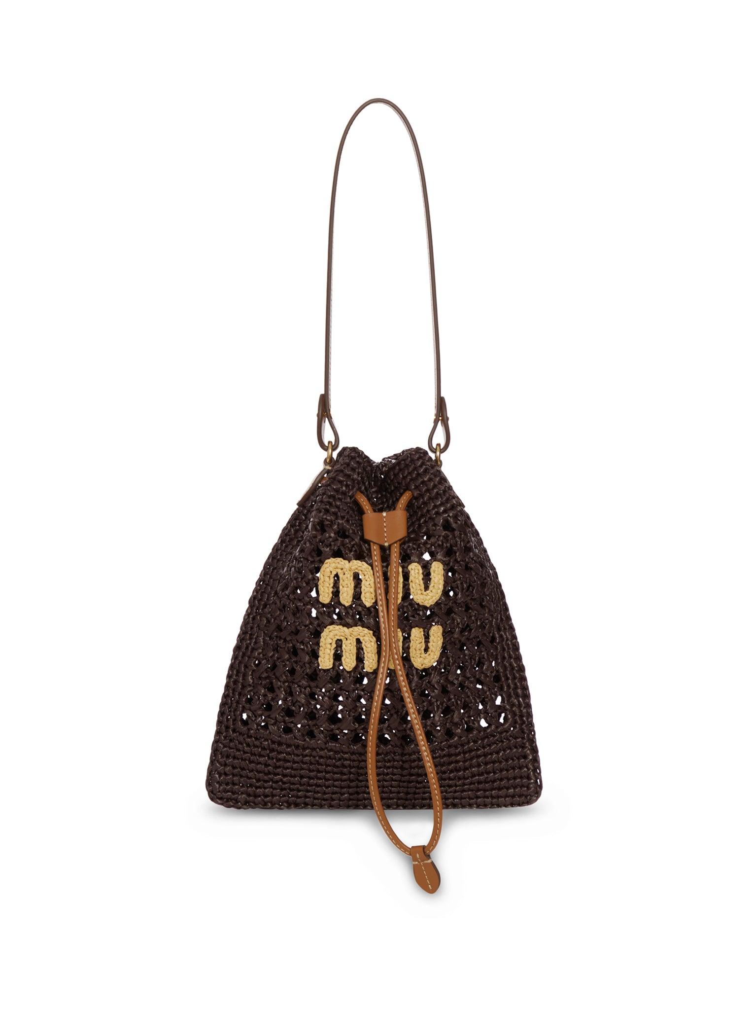 Miu Miu Mini Woven Fabric Bag in White | Lyst