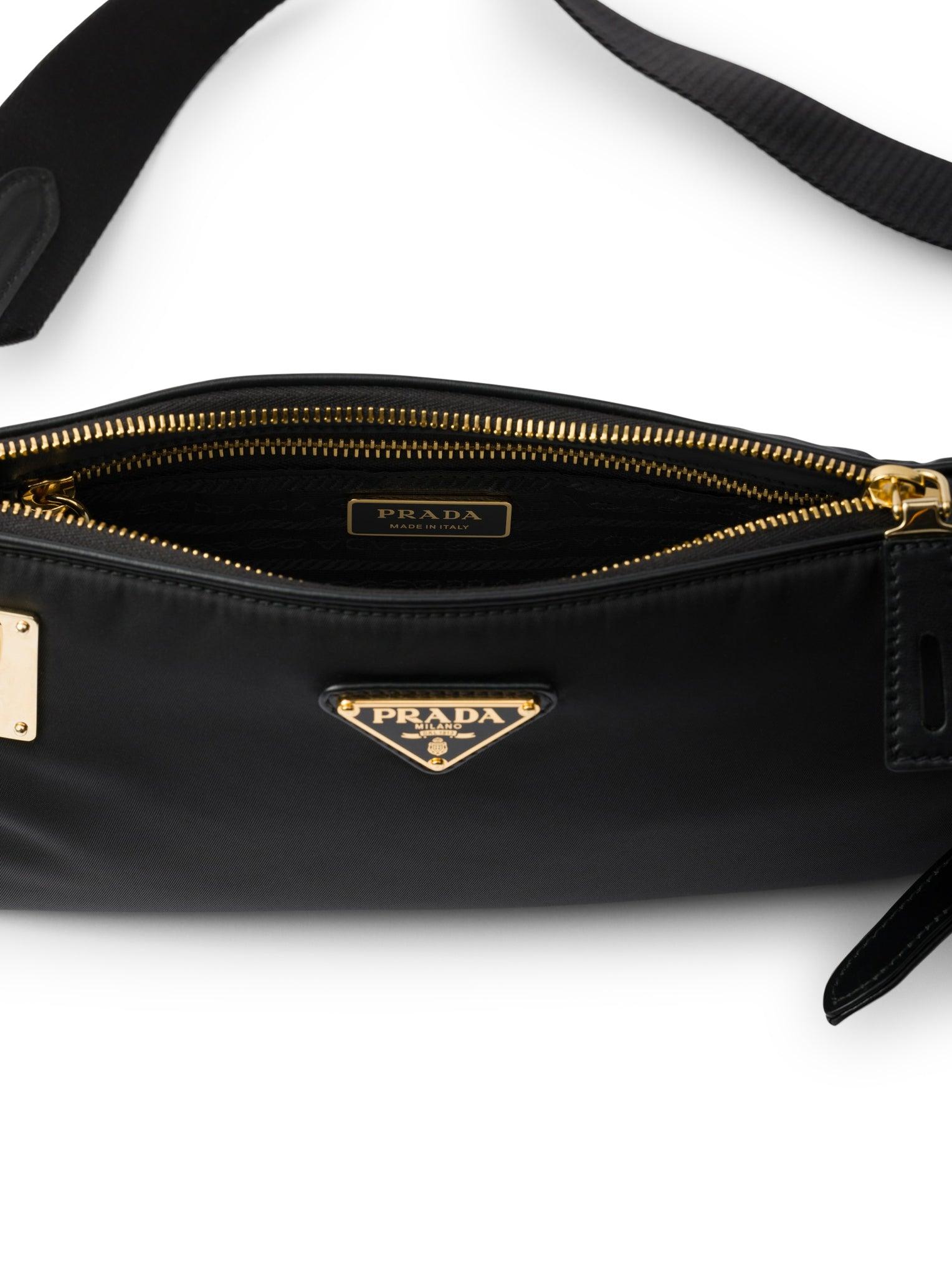 ショルダーバッグ・ポシェット PRADA SMALL RE-NYLON AND LEATHER SHOULDER BAG WITH PADLOCK Prada Small Re-nylon And Leather Shoulder Bag With Padlock