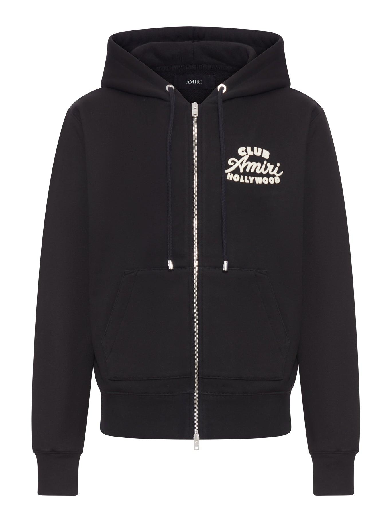 パーカー・フーディ AMIRI AMIRI HOLLYWOOD FULL-ZIP HOODIE IN JERSEY AMIRI HOLLYWOOD ZIP HOODIE - Black | AMIRI
