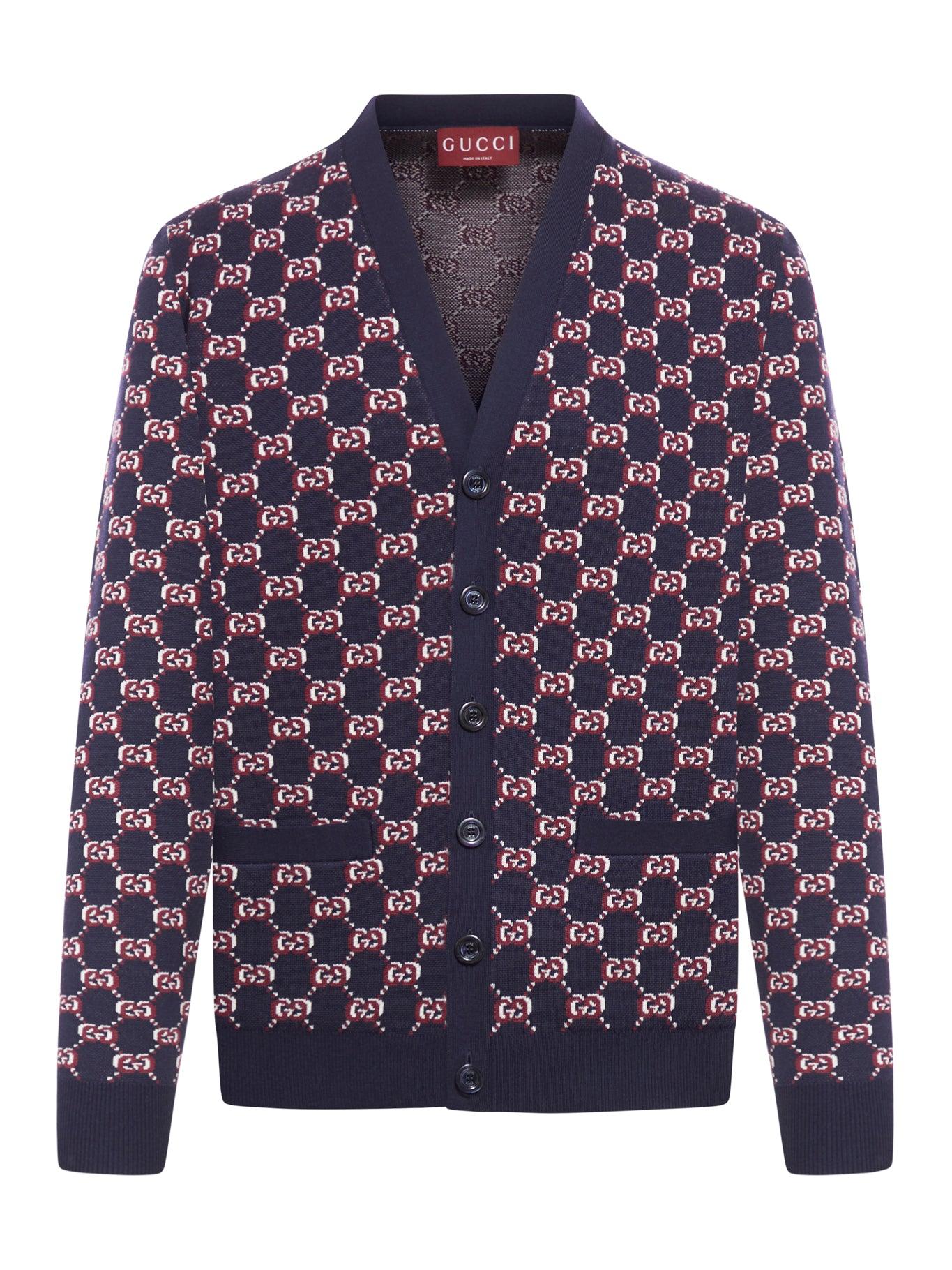 【送料&関税込】Gucci Wool And Silk Cardigan With Gg Motif Wool cardigan with GG pattern Gucci for men - buy in the