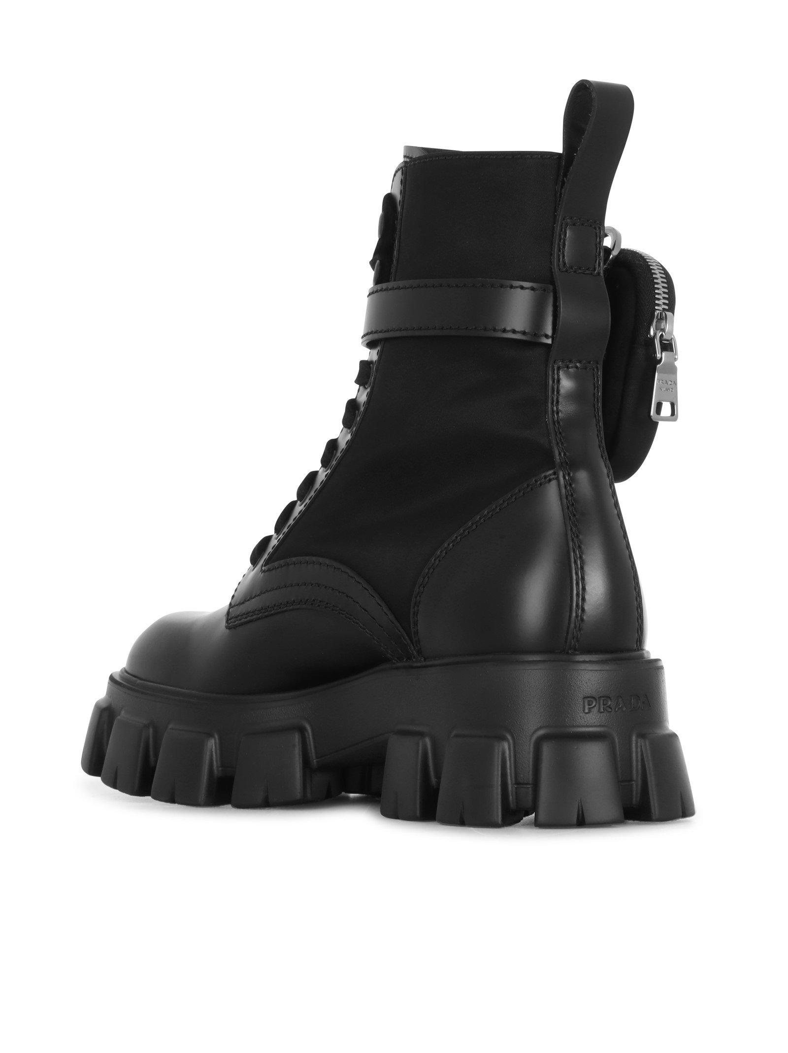 Prada Ankle Pouch Combat Boots in Black for Men - Lyst