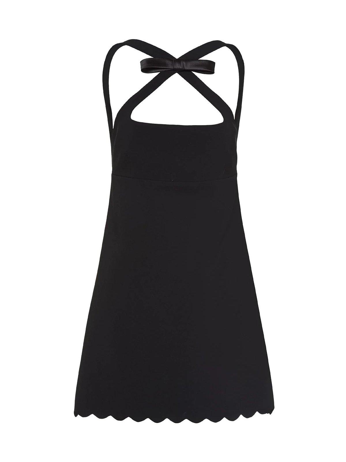 Miu Miu Halterneck Mini Bow Dress in Black