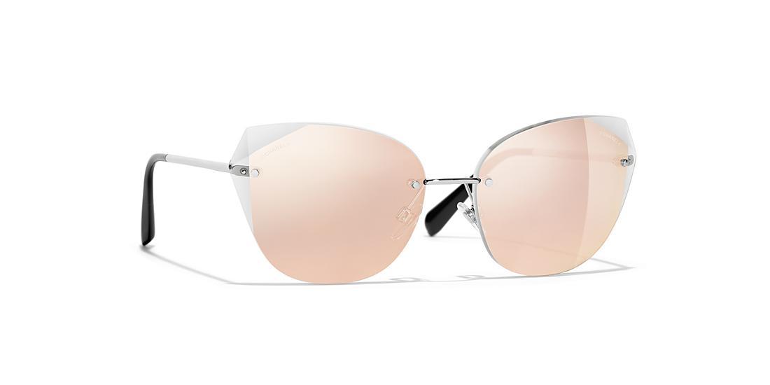 Chanel Cat Eye Sunglasses Ch4237 in Silver & Pink (Pink) - Lyst