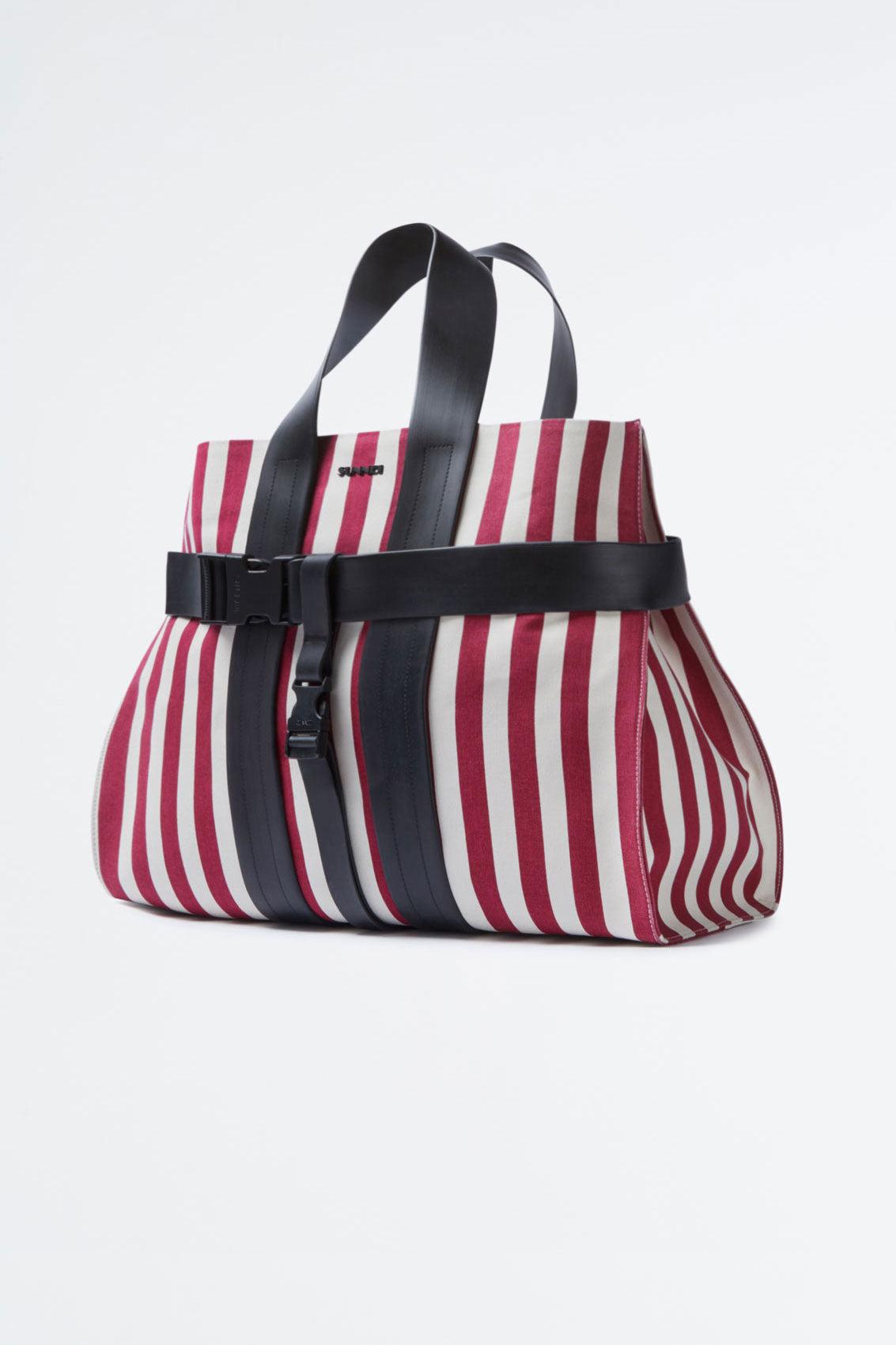 Sunnei Bordeaux Striped Messenger Parallelepipedo Bag in Red 