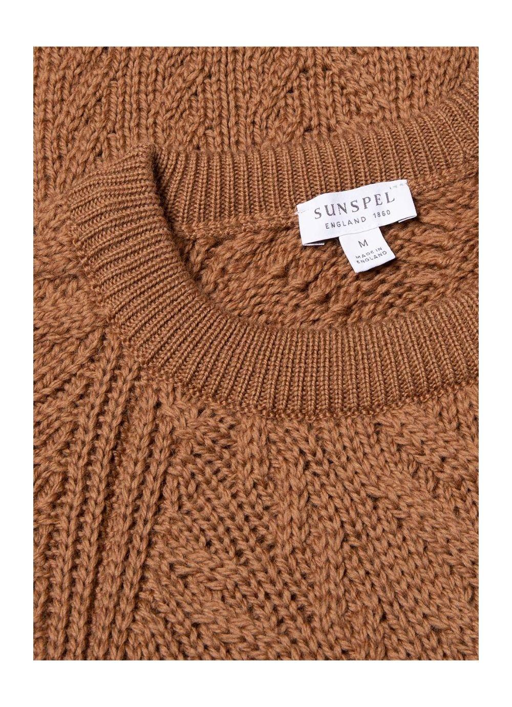 Sunspel Men's Merino Wool Cable Knit Jumper In Nutmeg in Brown for Men -  Lyst