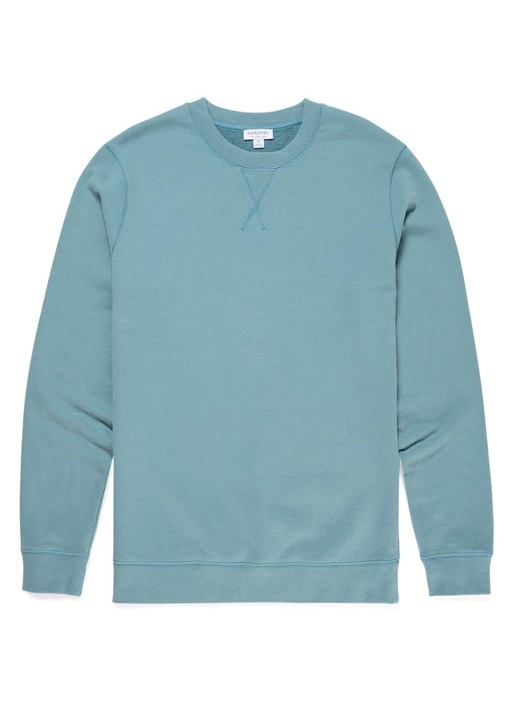 Sunspel Men's Cotton Loopback Sweatshirt In Aqua in Blue for Men - Lyst