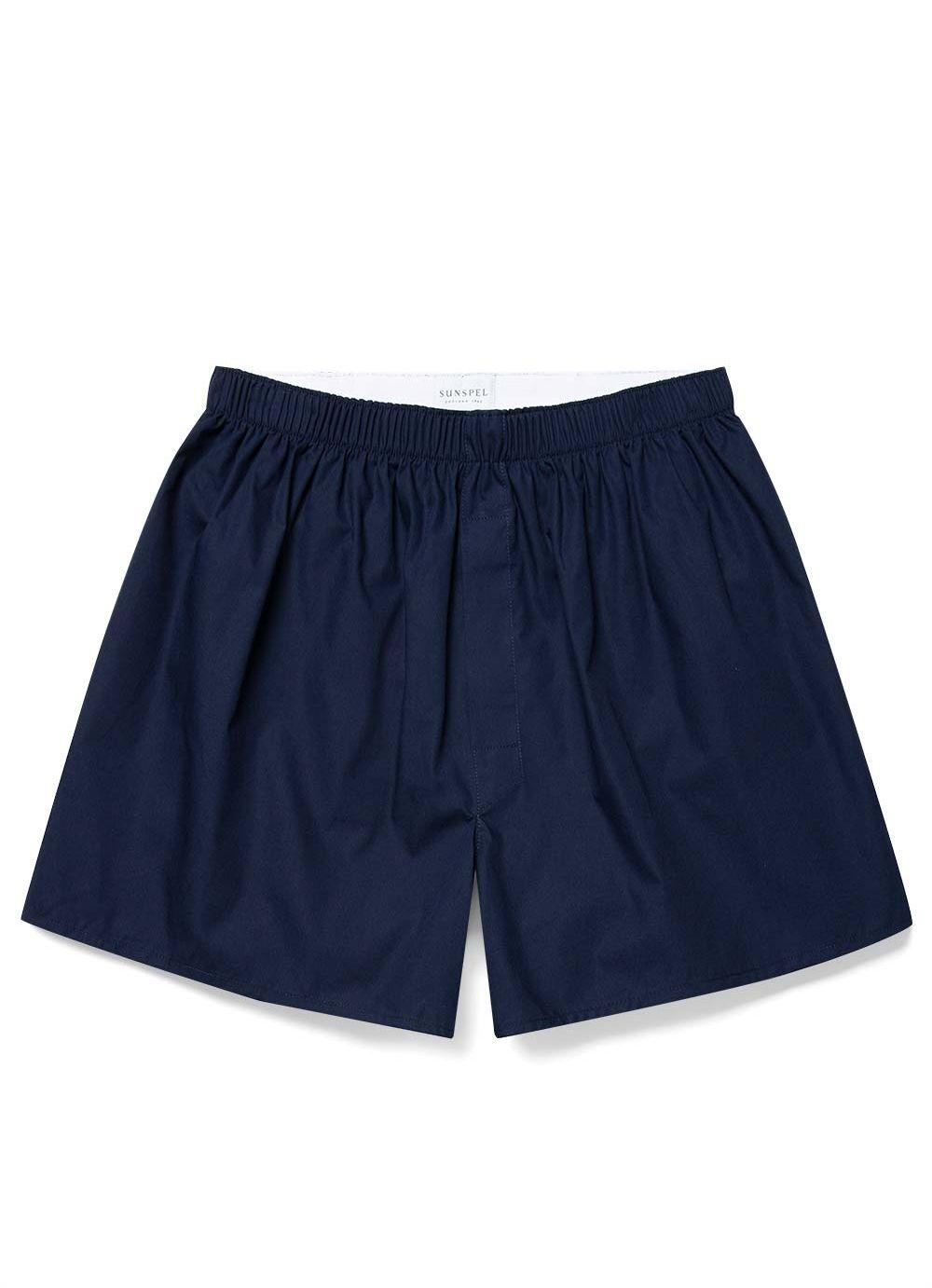 Download Sunspel Men's Cotton Poplin Boxer Shorts In Navy in Blue ...