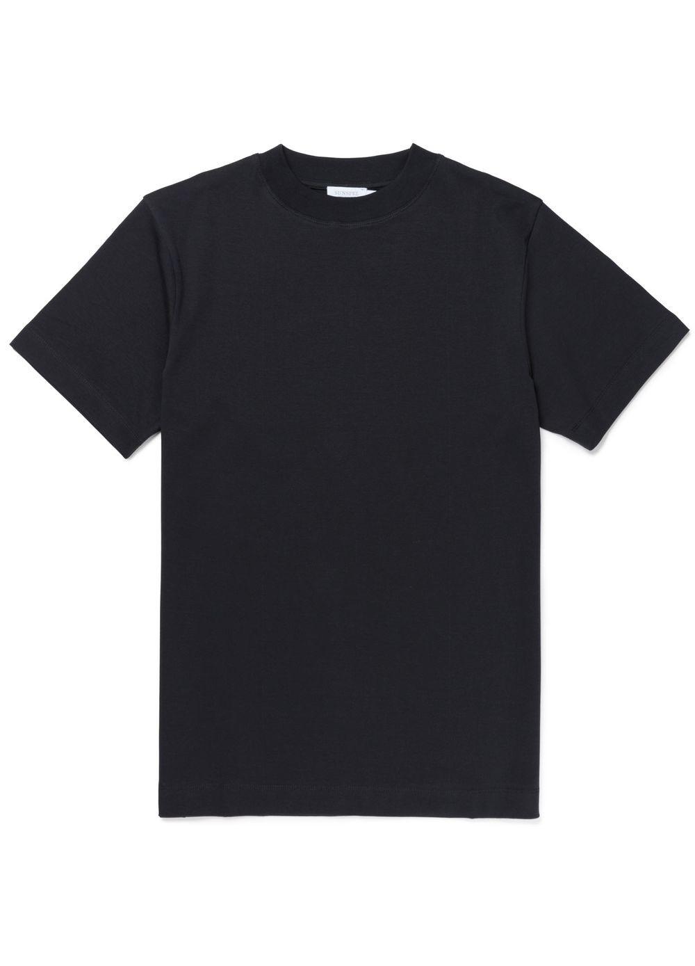 Download Sunspel Men's Brushed Cotton Mock Turtle T-shirt In Black ...