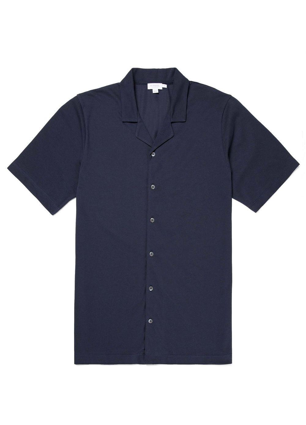 Sunspel Cotton Men's Pima Piqué Camp Collar Shirt In Navy in Blue for ...