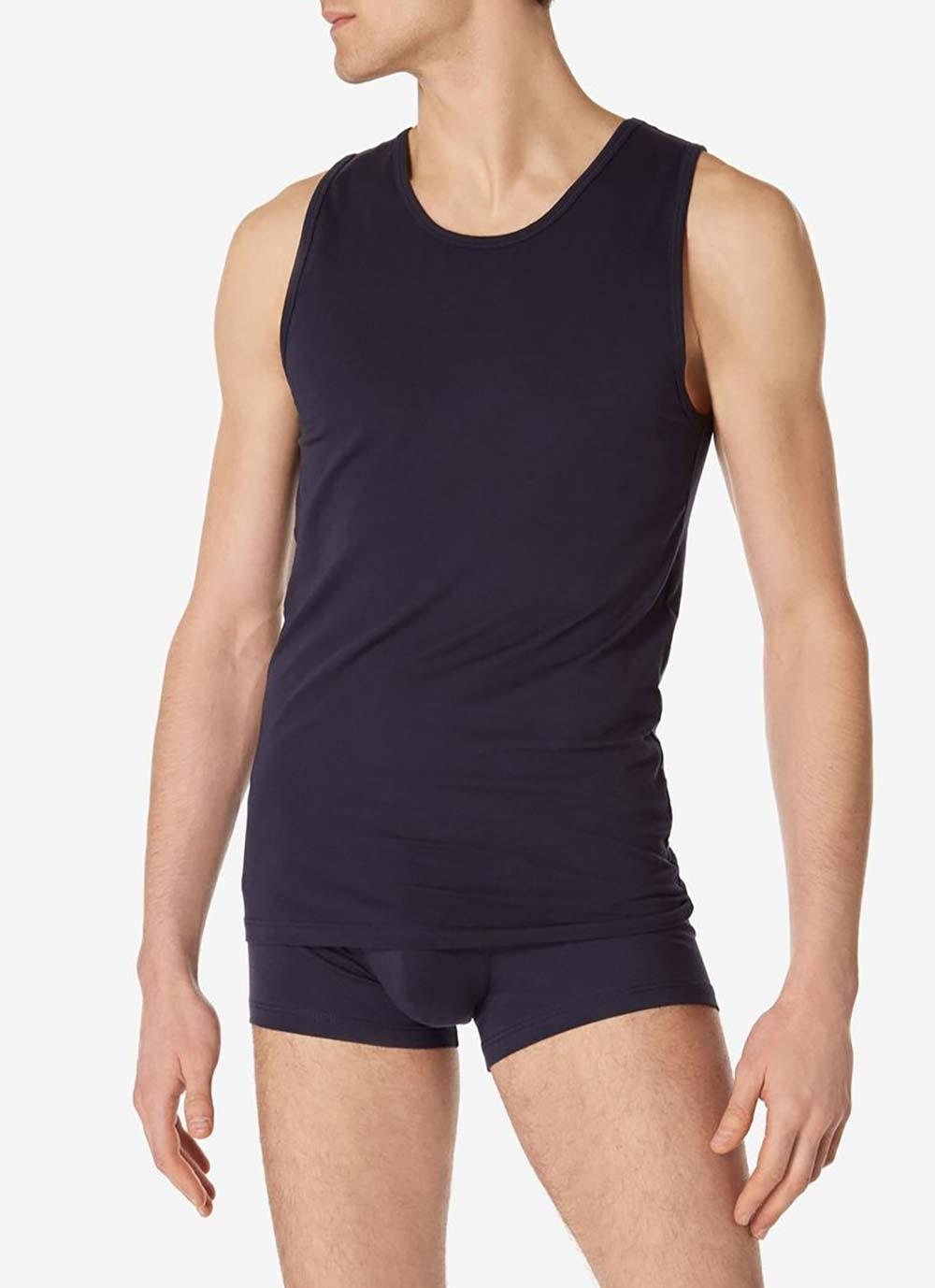 Sunspel Men's Stretch Cotton Underwear Vest In Navy in Blue for Men Lyst