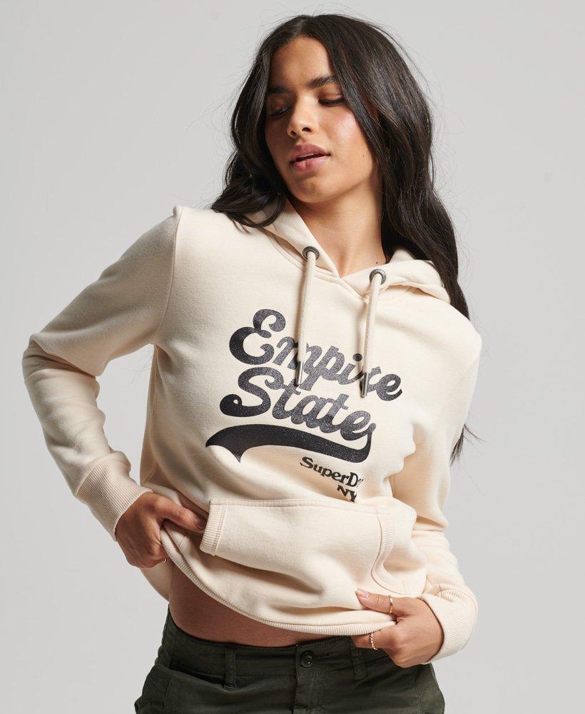 Superdry Graphic Logo Sparkle Hoodie Cream / Oatmeal in Natural | Lyst