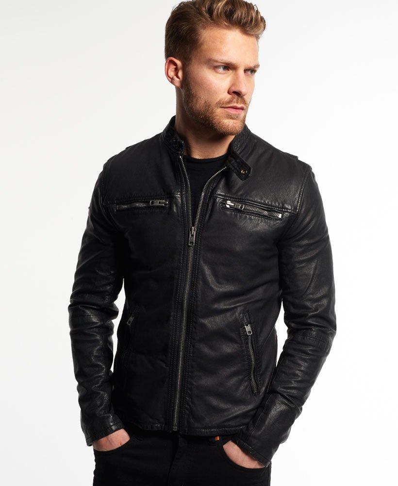 Superdry Real Hero Leather Biker Jacket In Black For Men Lyst