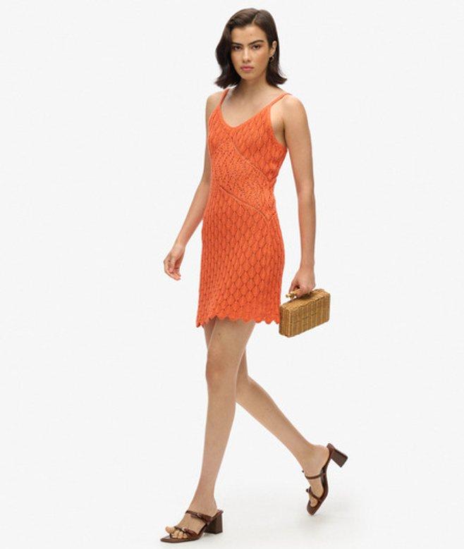 superdry orange dress womens Square Neck Jersey Midi Dress in Denver Orange