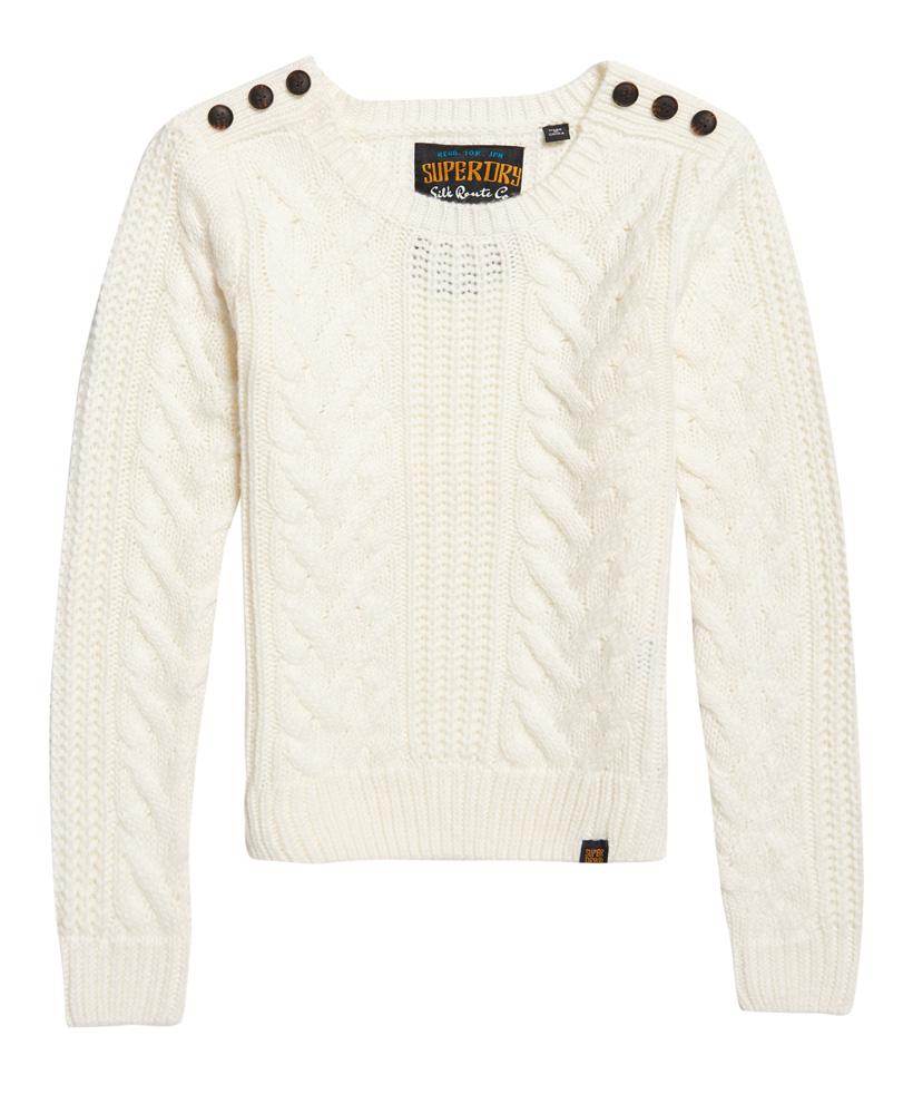 Superdry Synthetic Jenna Cable Jumper in Cream (Natural) - Lyst