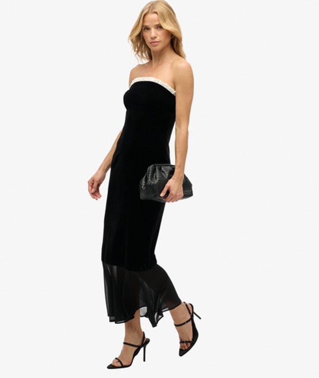 Motel Rocks Black Velvet Tube Dress Motel Rocks Satin Corset Top
