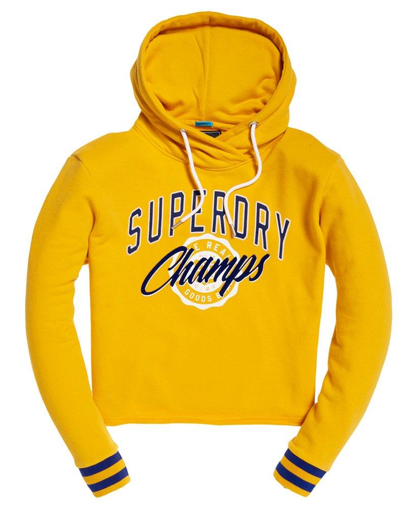 Superdry Real Champs College Crop Hoodie in Yellow - Save 51% - Lyst