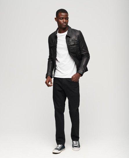 Superdry Classic Seventies Leather Jacket in Black for Men | Lyst