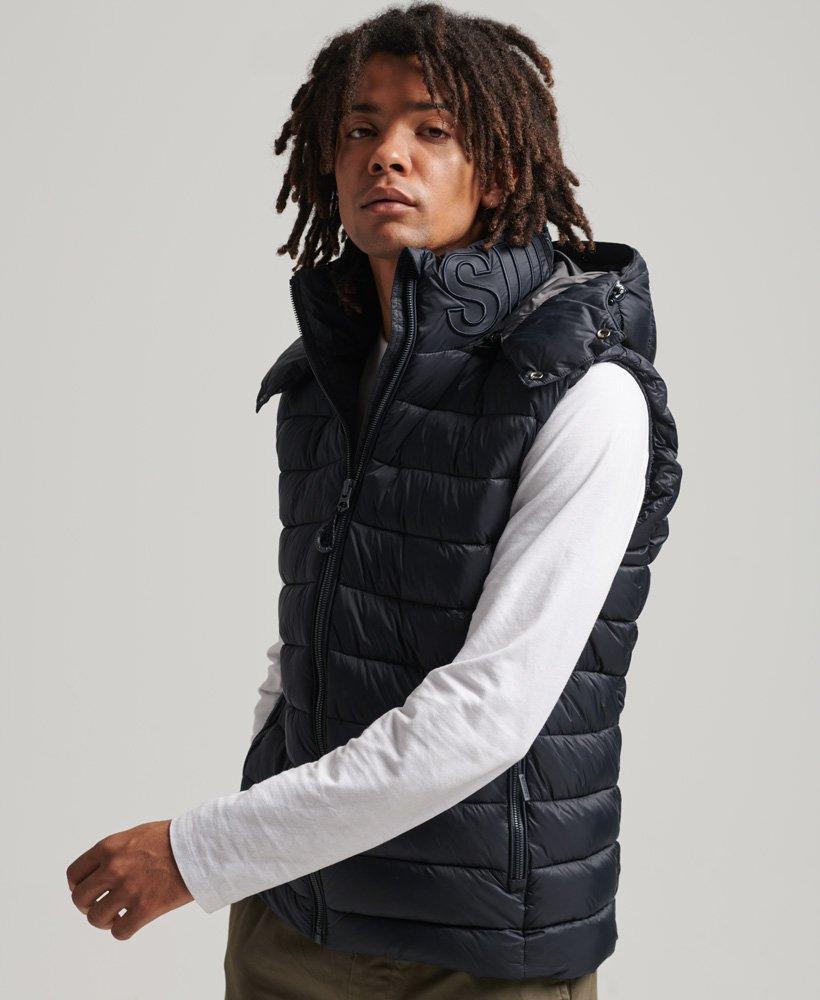 Superdry Hooded Classic Padded Gilet Navy / Deep Navy in Black for Men