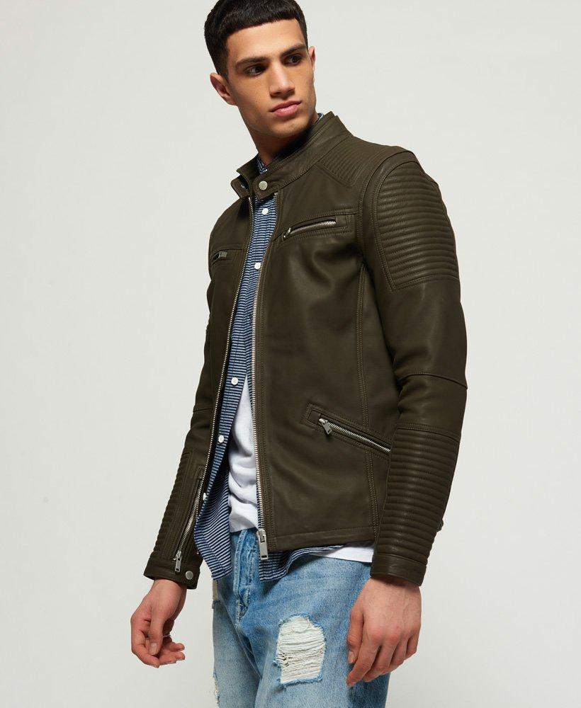 Zullen Malen Briesje Superdry Premium Leather Racer Jacket Green for Men | Lyst
