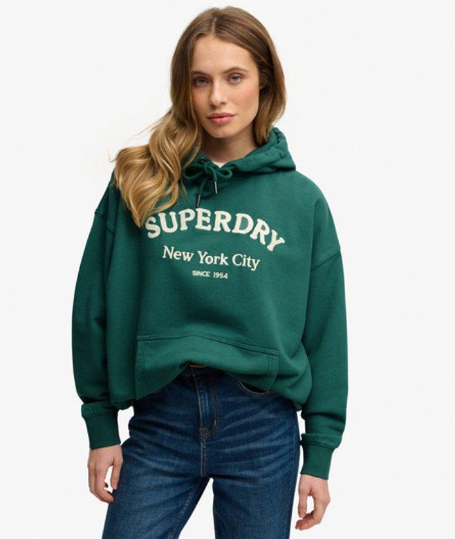 Pull Femme Superdry Rouge à Capuche - Taille UK 10, Imprimé Graphique, NEUF Avec Défauts