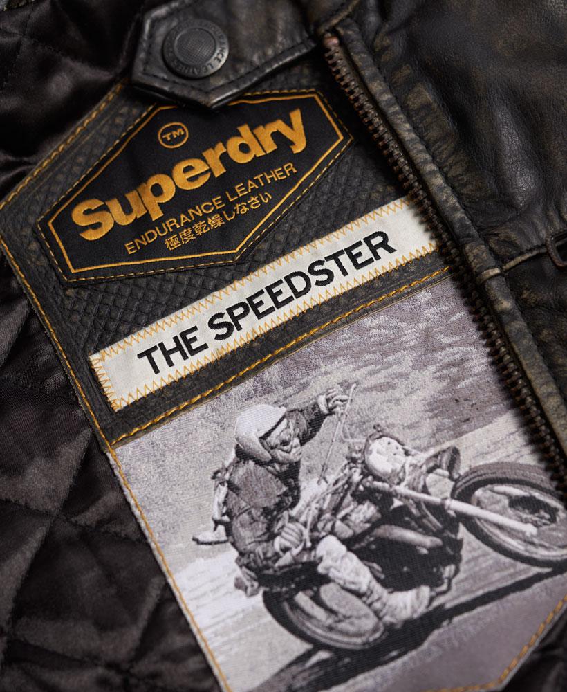 Superdry Endurance Speed Leather Jacket in Black for Men | Lyst