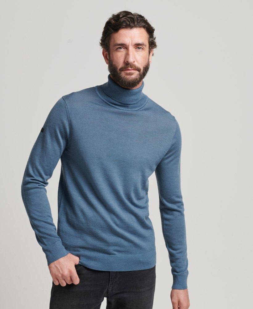 Superdry Wool Merino Roll Neck Jumper Blue for Men | Lyst