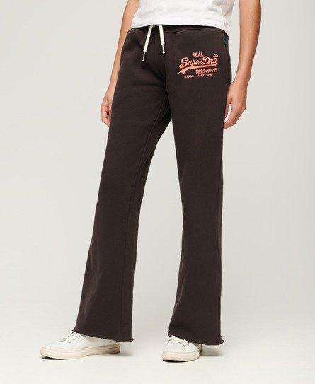Superdry Neon Vintage Logo Low Rise Flare joggers in Black