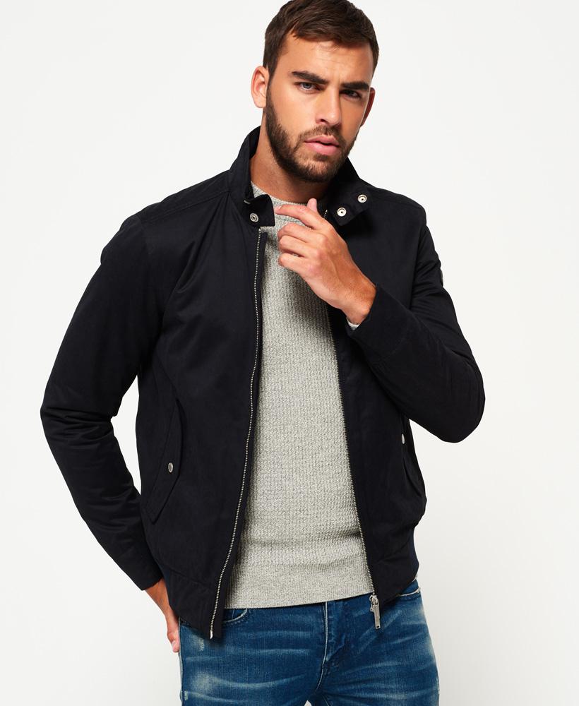 Superdry Leather Nordic Harrington Jacket in Black for Men - Lyst