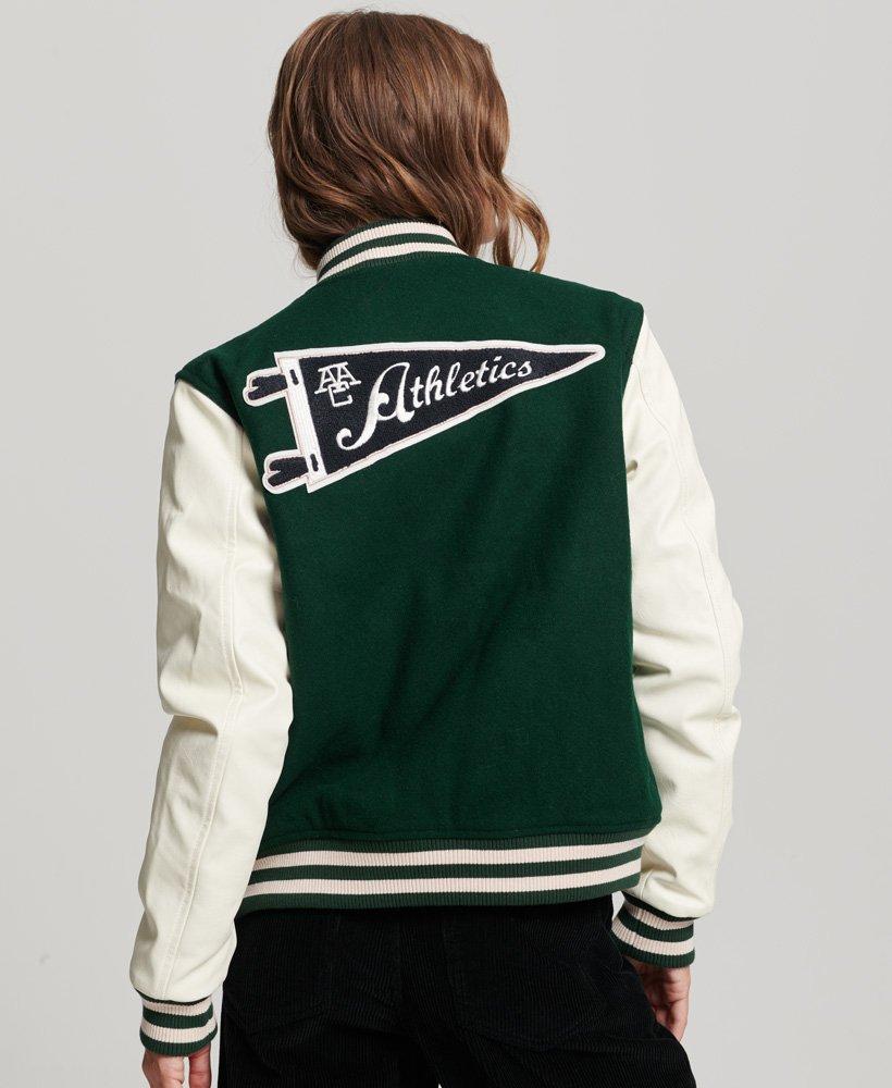 Superdry Varsity Patched Bomber Jacket in Green | Lyst