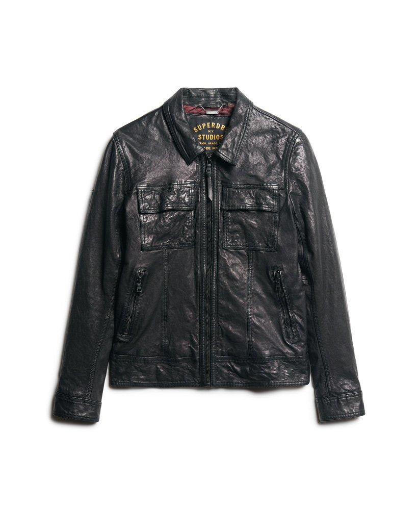 Superdry Classic Seventies Leather Jacket in Black for Men | Lyst