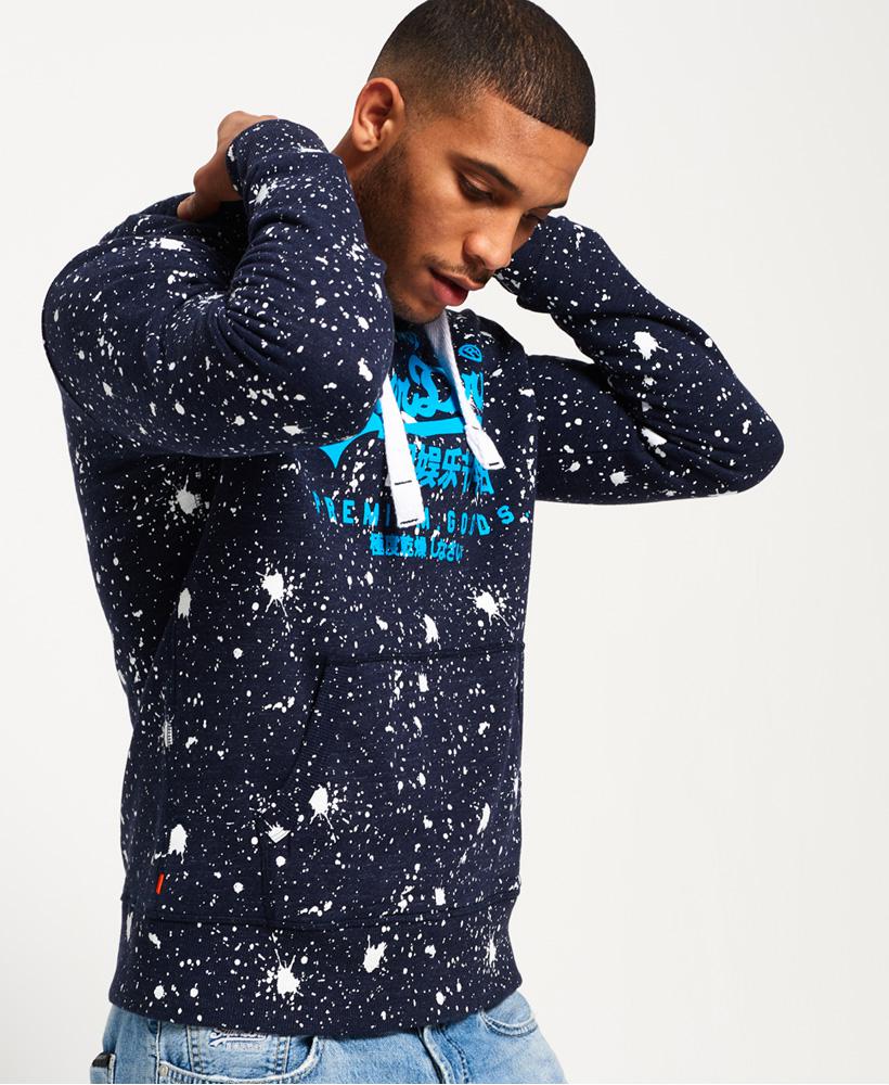Superdry Cotton Premium Goods Paint Splatter Hoodie in Blue for Men | Lyst