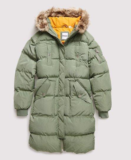 Superdry Luxe Longline Puffer Jacket in Green - Lyst