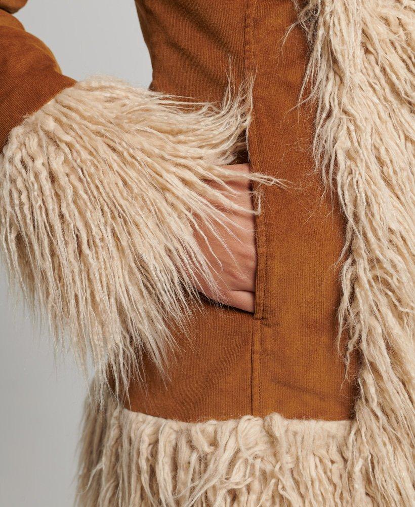 Warehouse longline faux fur coat in tobacco cheap