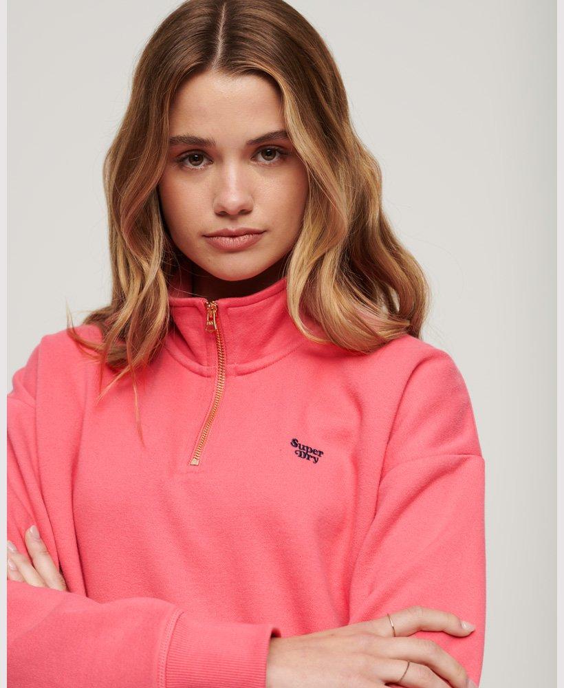 Superdry Vintage Logo Embroidered Half Zip Sweatshirt Pink | Lyst